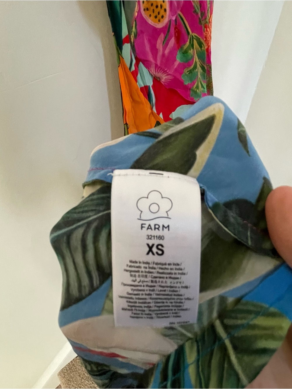 Farm Rio Mixed Flowery Ruffle One Shoulder Midi Dress XS $328 - Picture 8 of 9